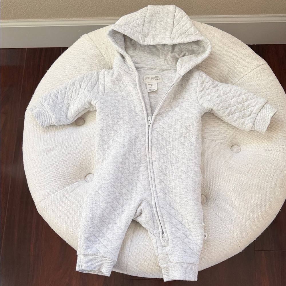 Soft Gray Quilted Kids Footie